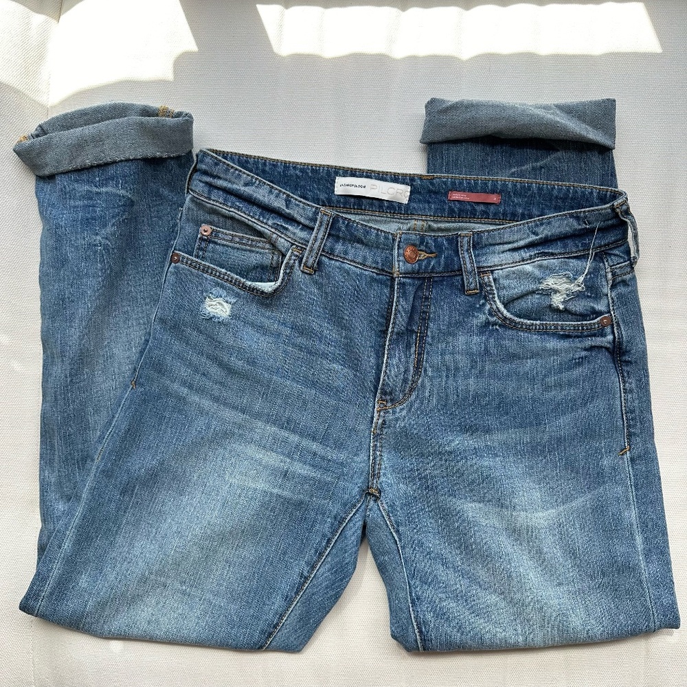 PILCRO / ANTHROPOLOGIE | Slim Boyfriend Distressed Crop